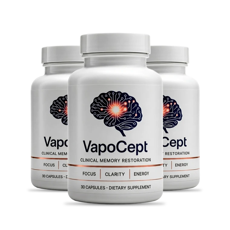Three bottles of VapoCept memory and focus supplement